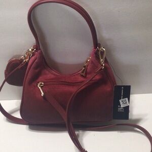 Zaree Shine Mauve Suede-like Polyester Small Hobo Bag